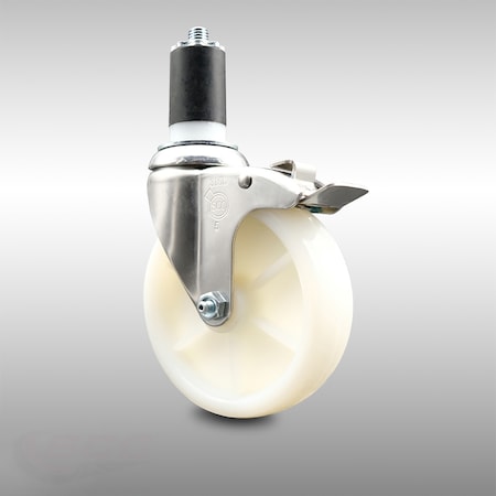 Service Caster 5 Inch 316SS Nylon Wheel Swivel 1-5/8 Inch Expanding Stem Caster Lock Brake SCC SCC-SS316TTLEX20S514-NYS-158